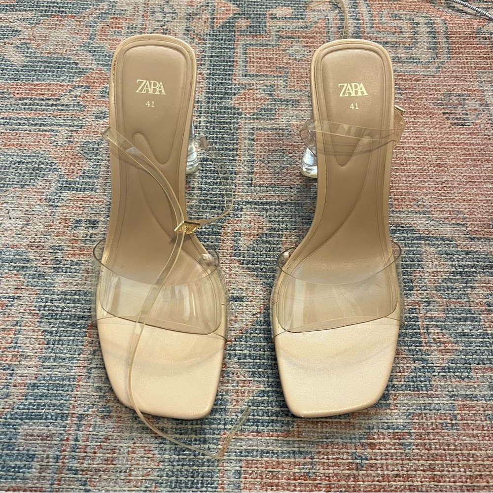 Zara Nude Transparent Strappy Heels